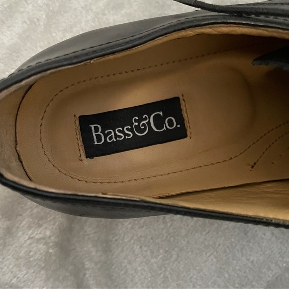 Bass & Co Mr Dylan Black Leather Formal Wigtip Lace Up Oxford Loafer Size 9M - Picture 12 of 13